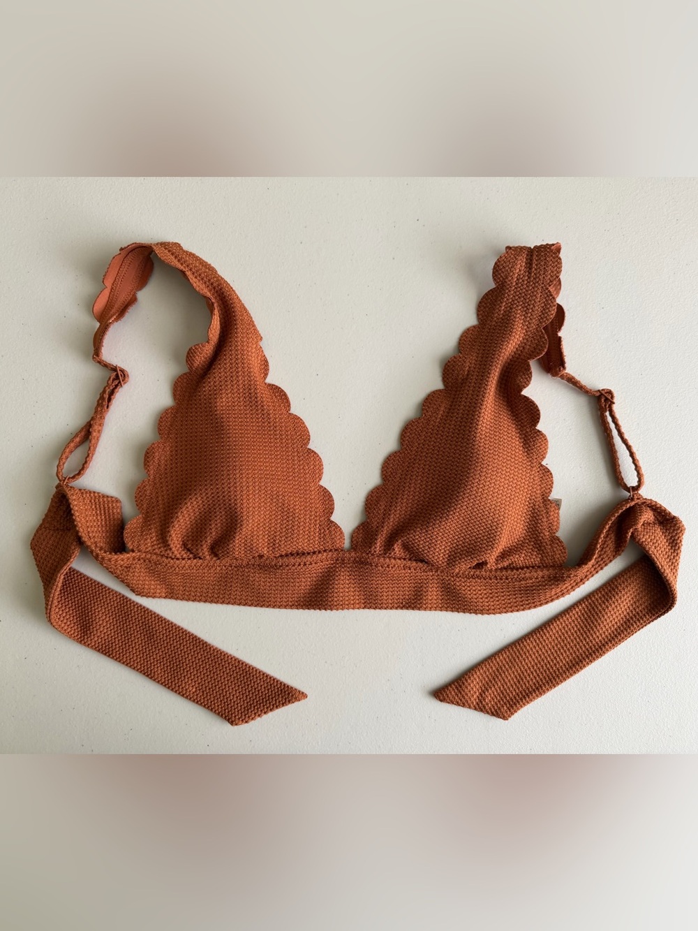 Aerie Waffle Scalloped Bikini Set Canyon Creek Medium Longline Triangle - Picture 11 of 12